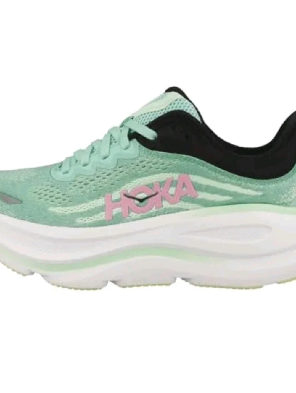 Hoka One One Bondi 9 Women's Mint Green and Pink Athletic Running Shoes 6D